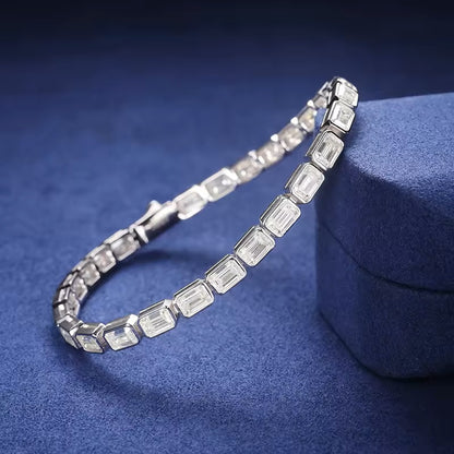 EMERALD CUT MOISSANITE BRACELET 5MM 925 STERLING SILVER