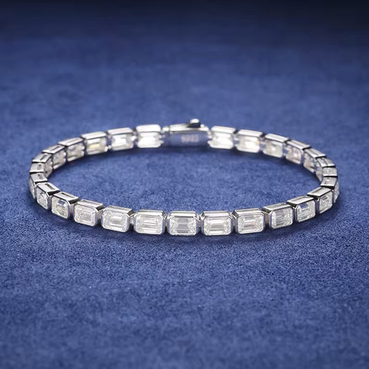 EMERALD CUT MOISSANITE BRACELET 5MM 925 STERLING SILVER