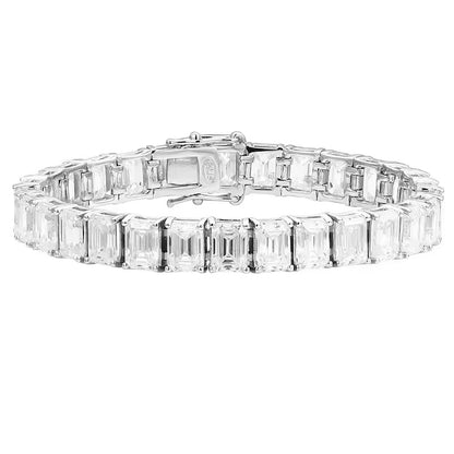 Emerald Cut VVS Moissanite Tennis Bracelet 925 Sterling Silver